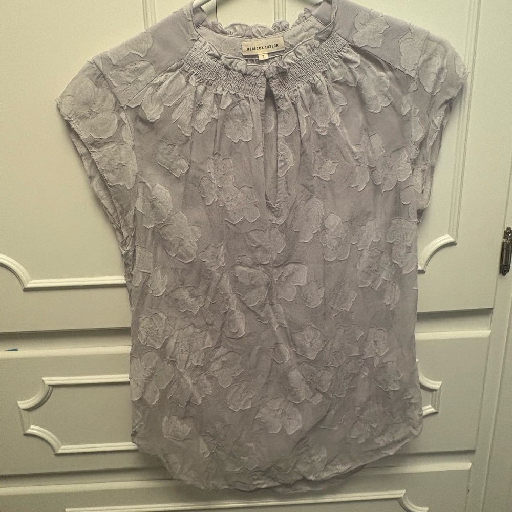 Rebecca Taylor Light Gray Floral Blouse